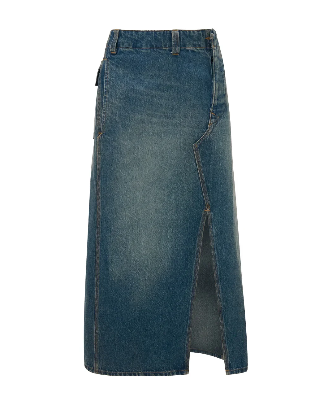 Asymmetric Utility Skirt Washed Blue