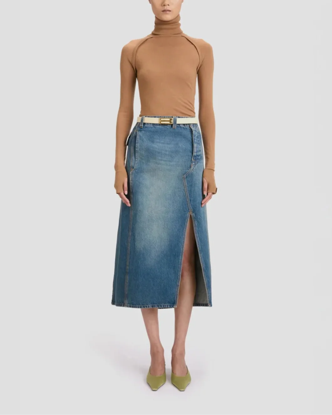 Asymmetric Utility Skirt Washed Blue - Image 2