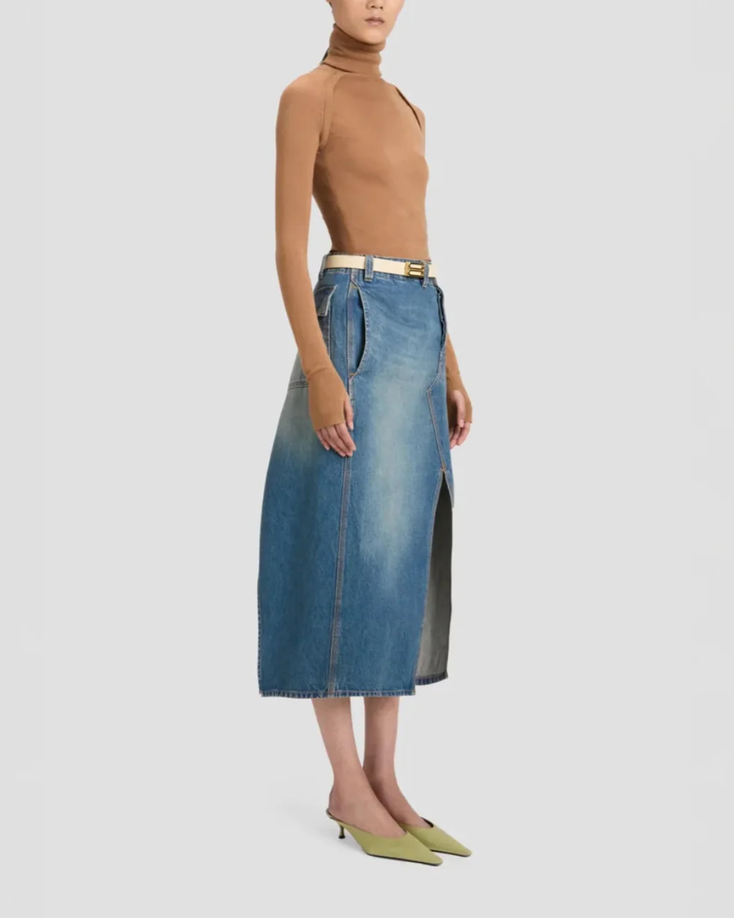 Asymmetric Utility Skirt Washed Blue - Image 3