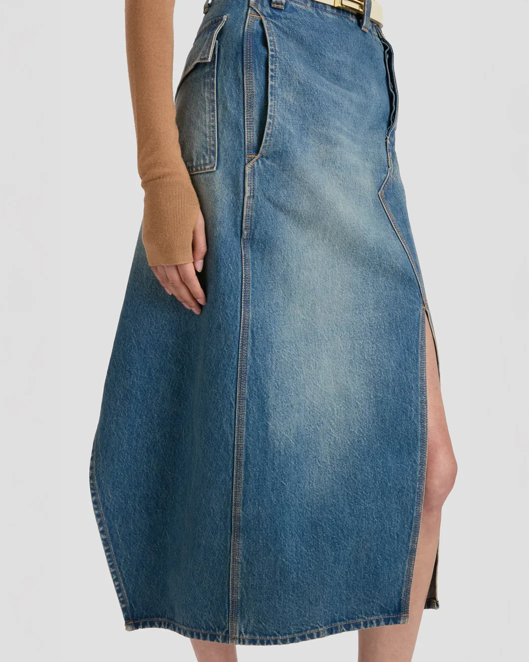 Asymmetric Utility Skirt Washed Blue - Image 4