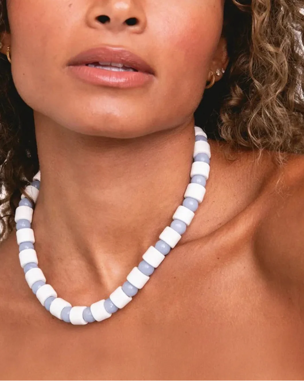 Blank & Blue Lace Agate Sundry Bead One Necklace - Image 4