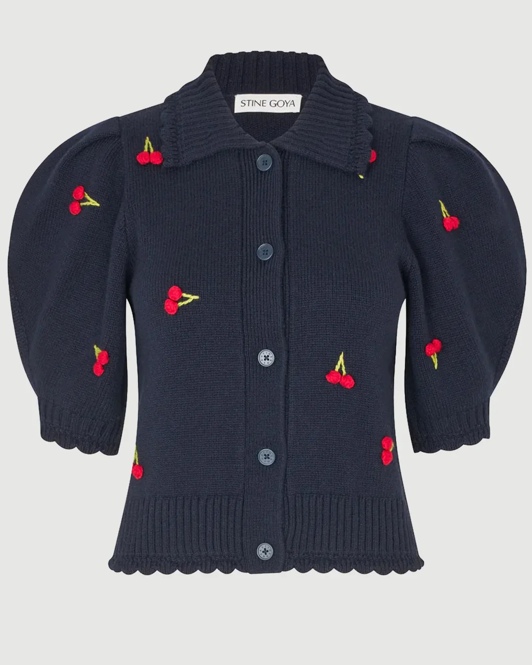 Bobble Knit Polo Cardigan