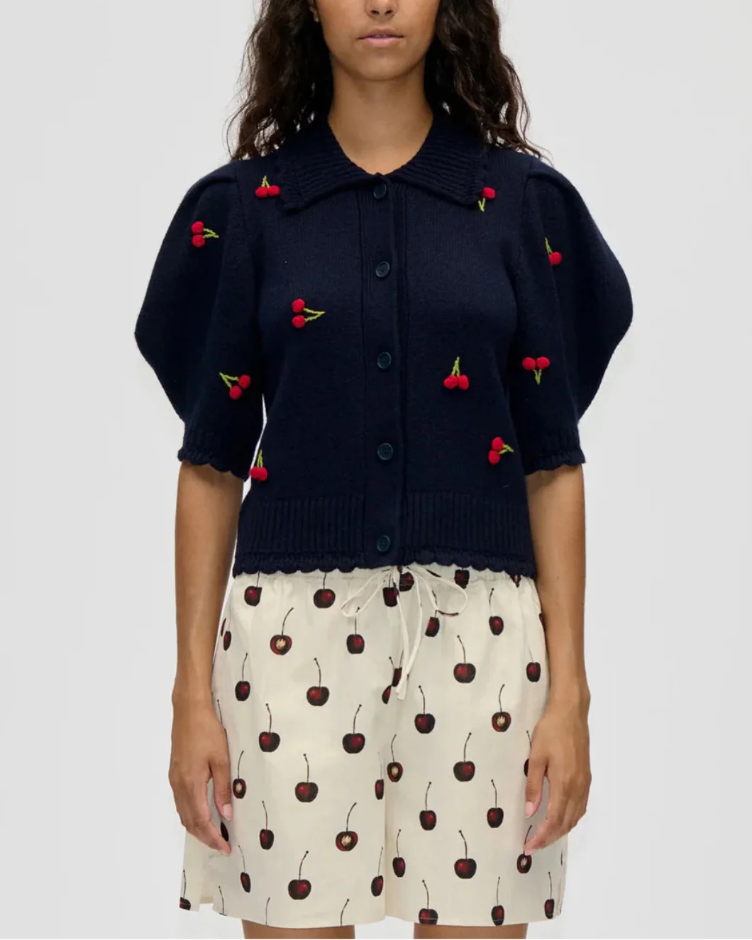 Bobble Knit Polo Cardigan - Image 2