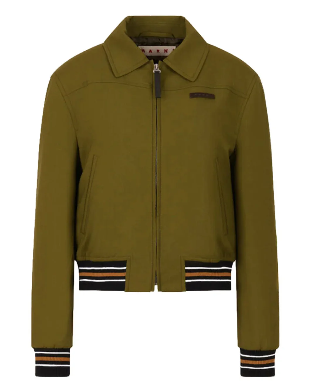 Green Tropical Wool Bomber Jacket