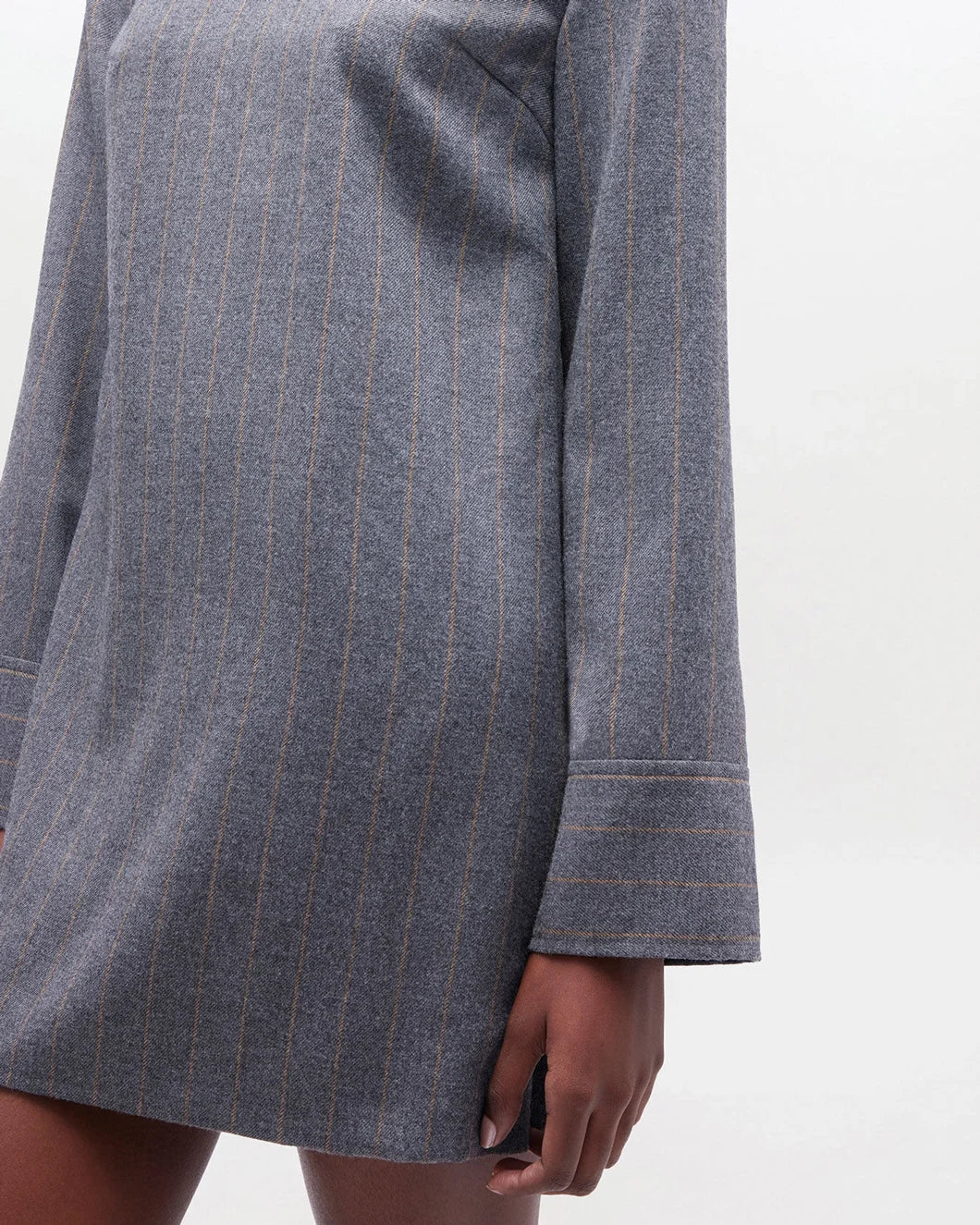 Grey Stripe Circle Collar Dress - Image 4
