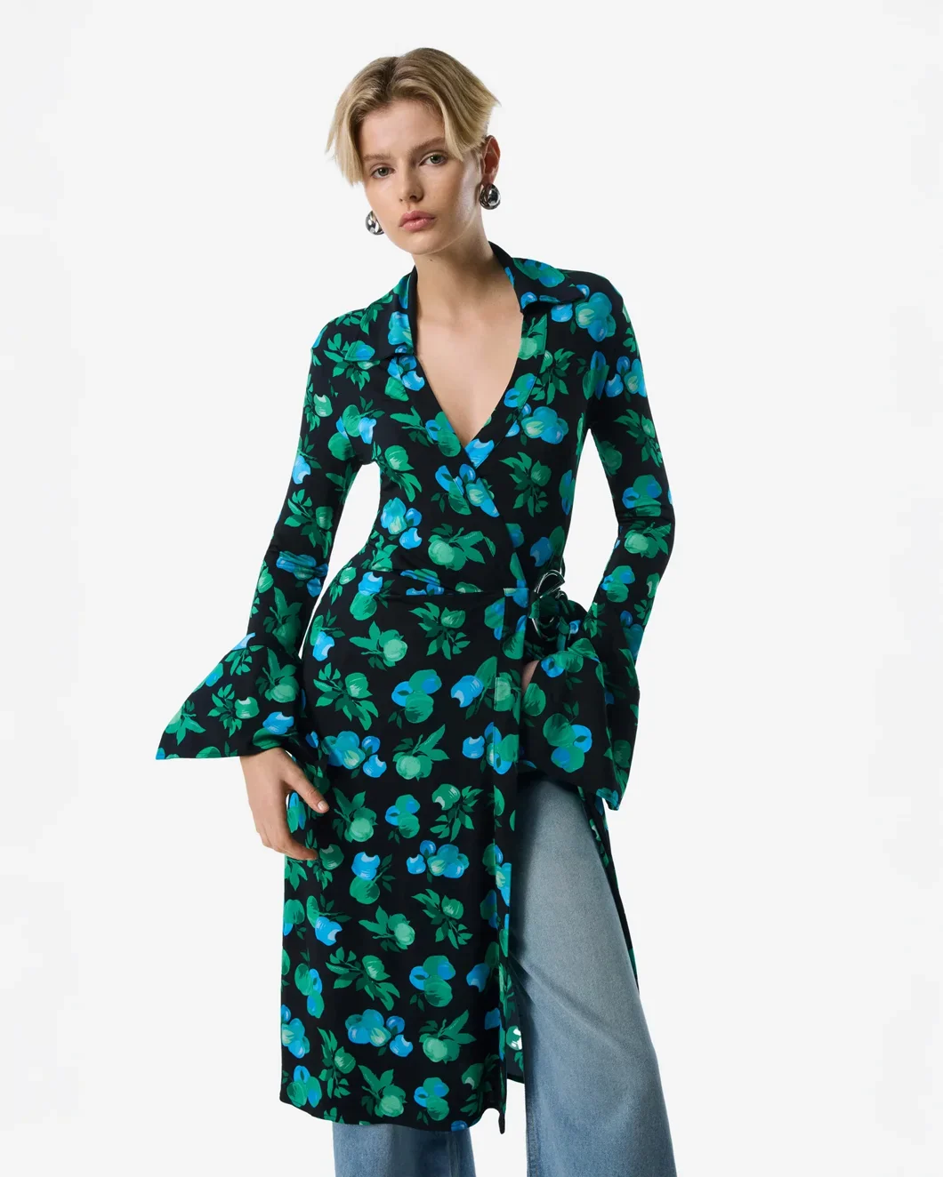 C-Logo Print Wrap Blouse Dress - Image 2