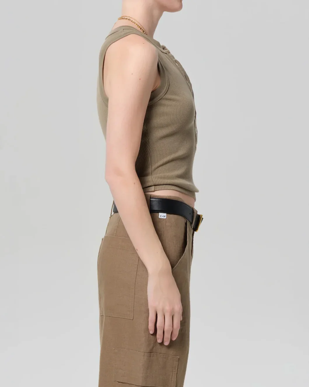 Caralyn Tank Dark Khaki - Image 3