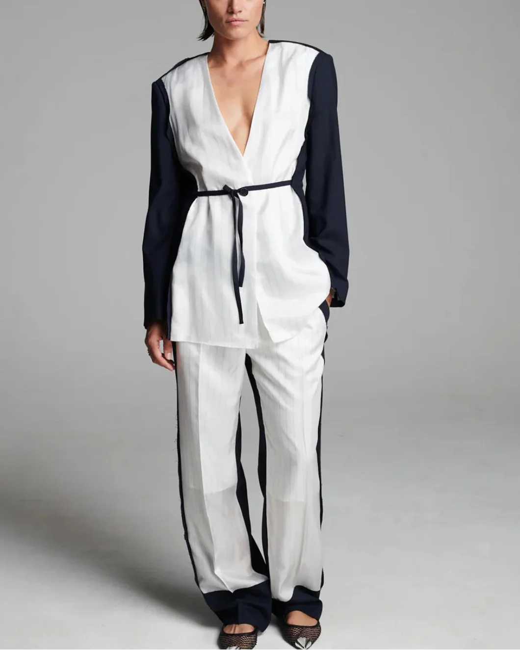 Cord Waisted Jacket Navy - Image 2