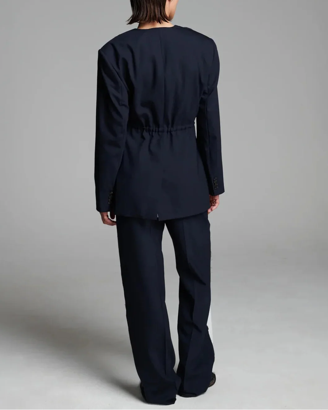 Cord Waisted Jacket Navy - Image 4