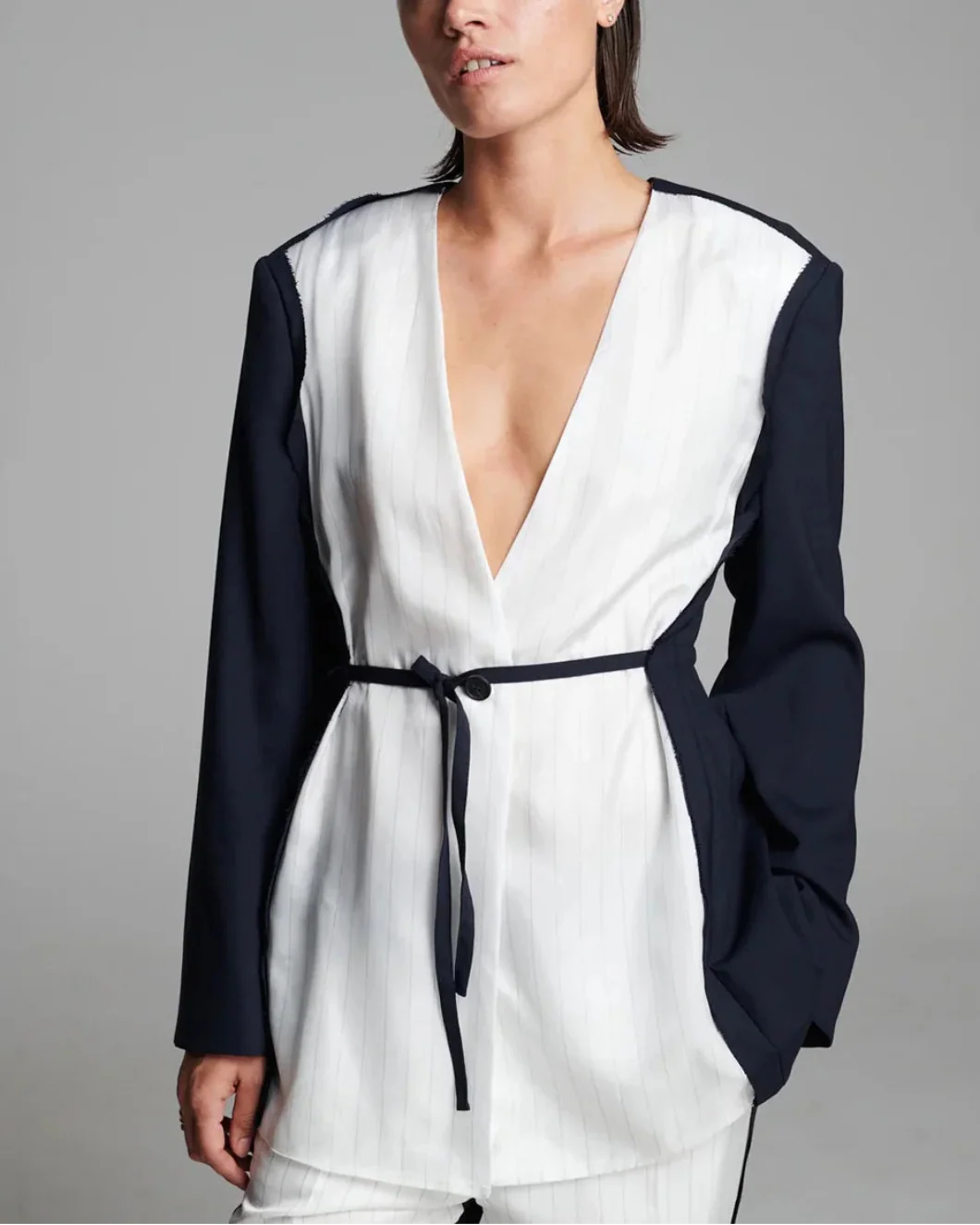 Cord Waisted Jacket Navy - Image 5