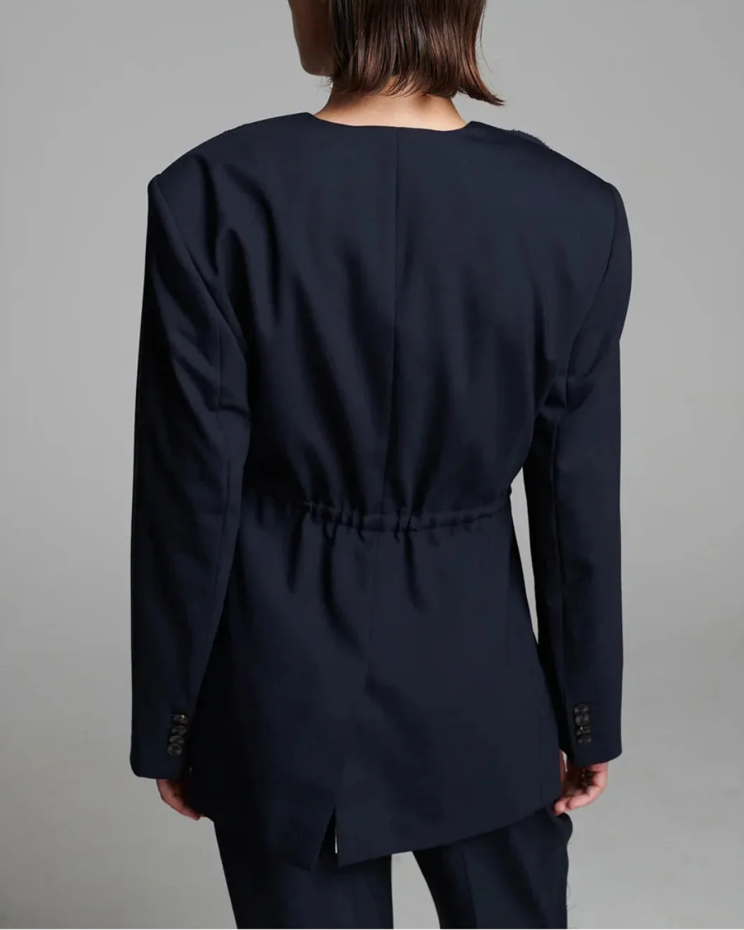Cord Waisted Jacket Navy - Image 8