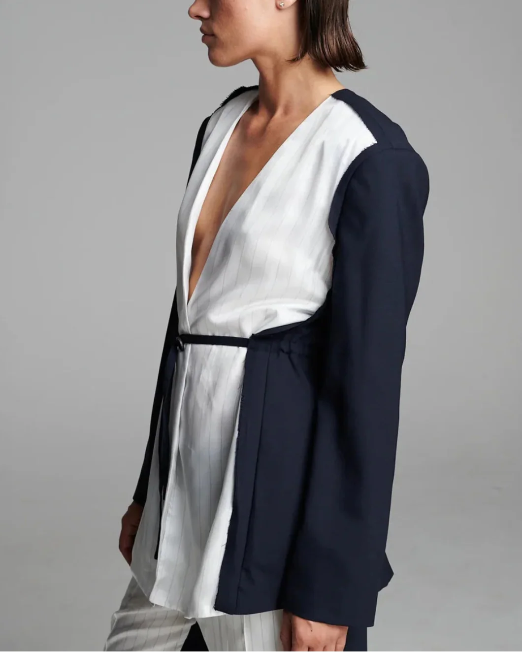 Cord Waisted Jacket Navy - Image 9