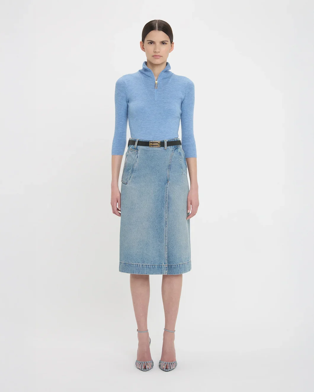 Denim Wrap Detail Skirt - Image 2
