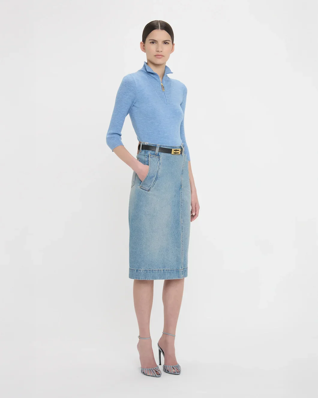 Denim Wrap Detail Skirt - Image 3