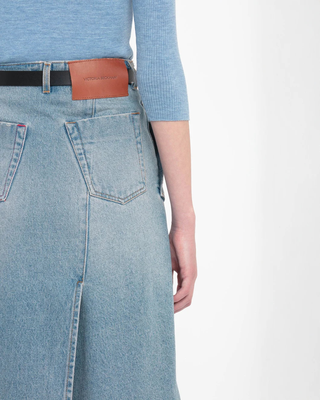 Denim Wrap Detail Skirt - Image 6