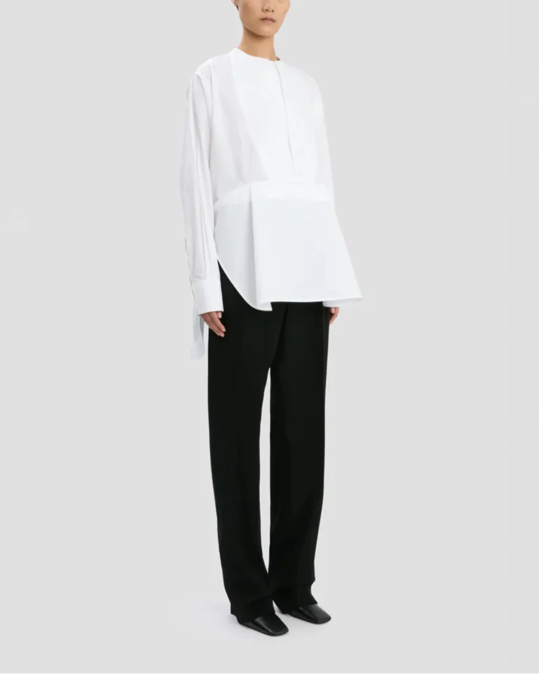 Double Bib Detail Shirt In White - Image 3