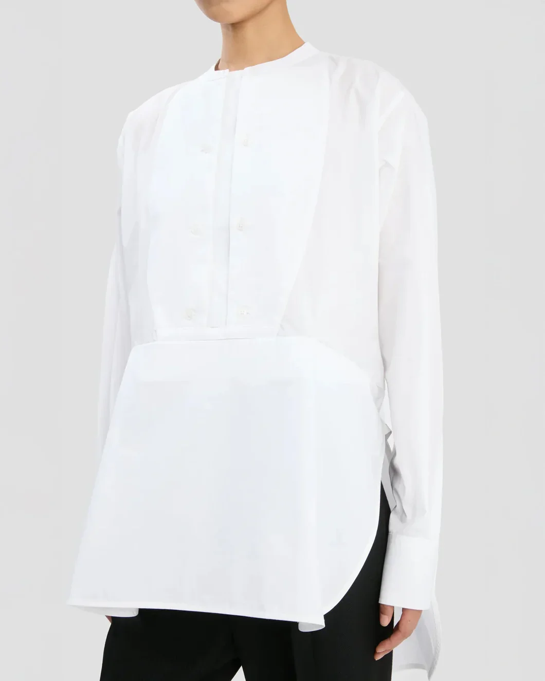 Double Bib Detail Shirt In White - Image 5