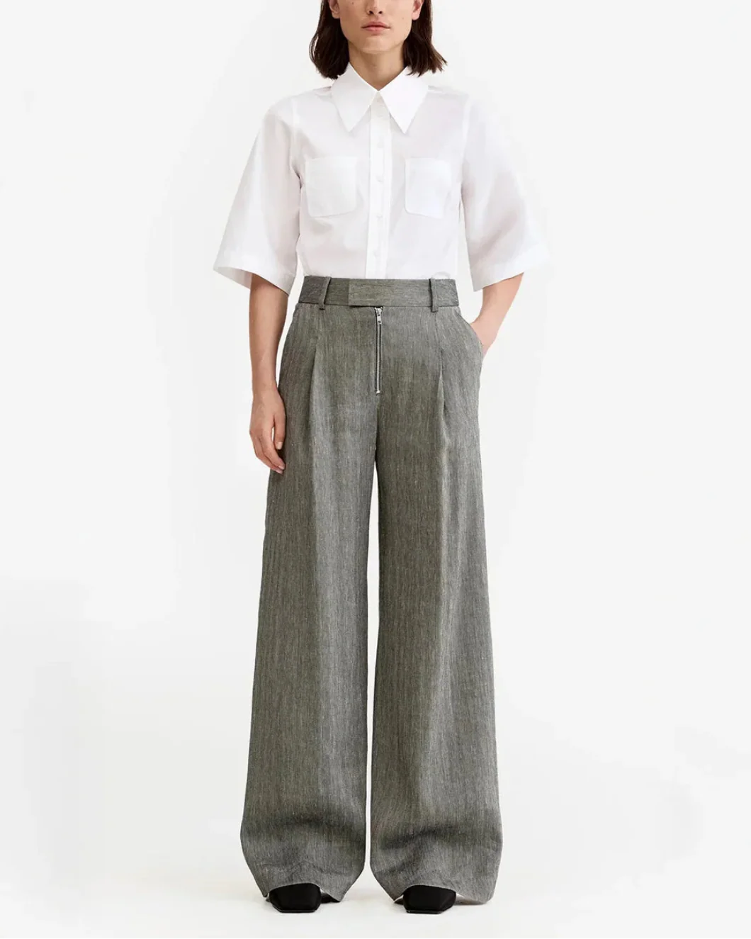 Exposed Zip Pleated Pant - Image 4