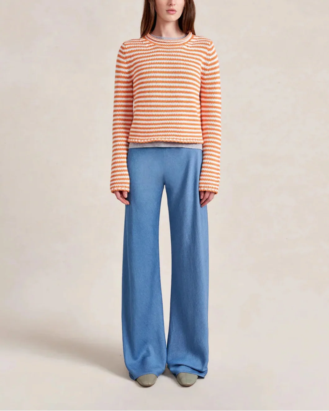 Fine Stripe Mini Marina Sweater Apricot - Image 2