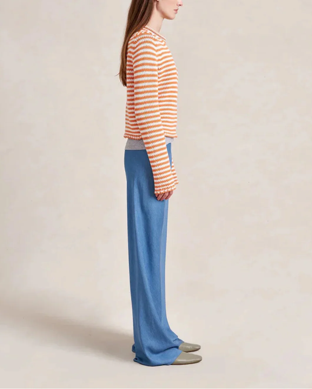 Fine Stripe Mini Marina Sweater Apricot - Image 3