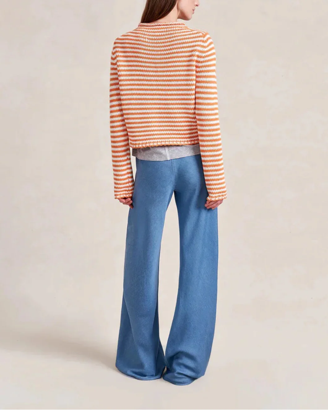 Fine Stripe Mini Marina Sweater Apricot - Image 4