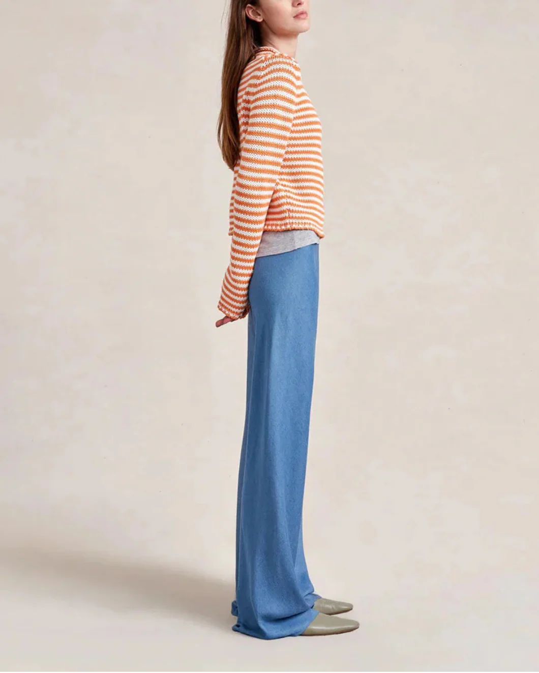 Fine Stripe Mini Marina Sweater Apricot - Image 5