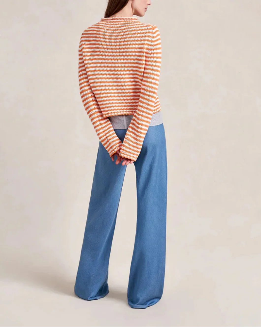 Fine Stripe Mini Marina Sweater Apricot - Image 6