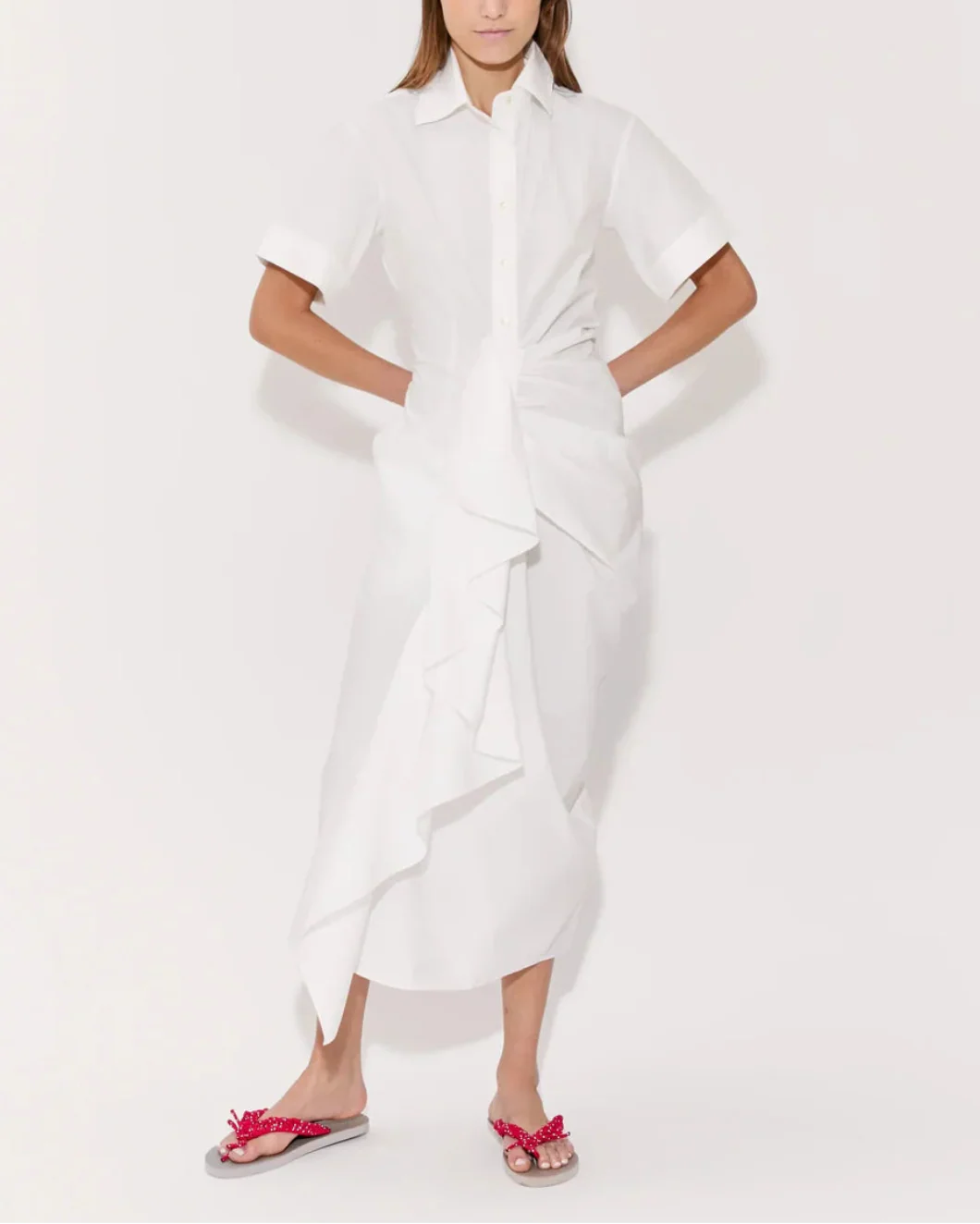 Gathered Ruffle Shirt Dress - Image 2
