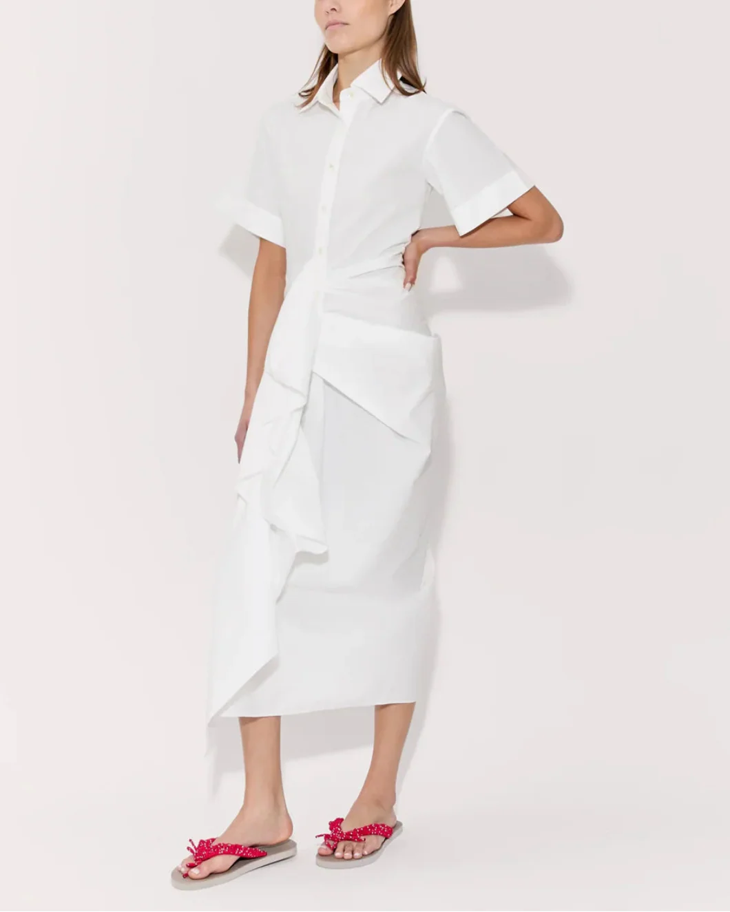 Gathered Ruffle Shirt Dress - Image 6