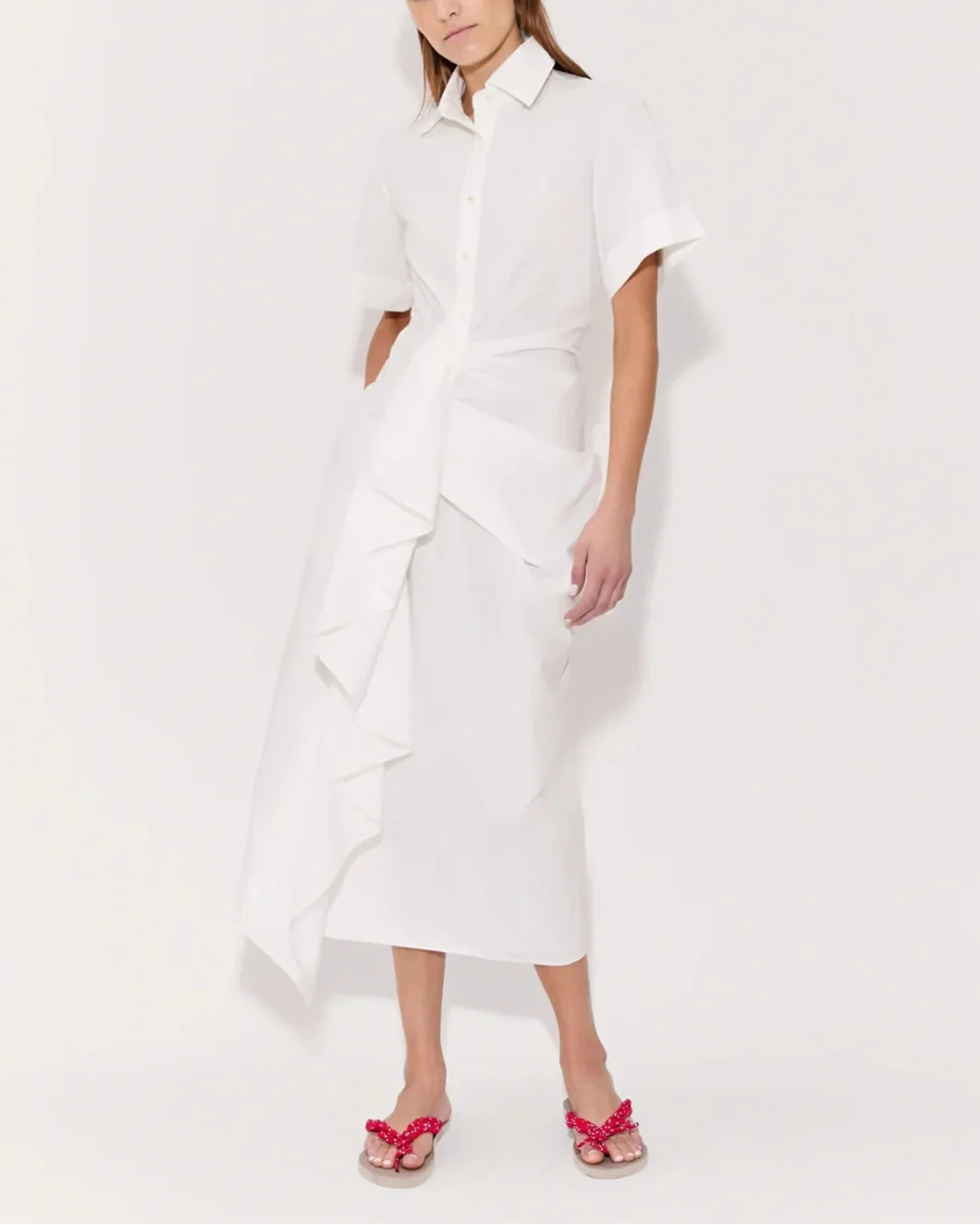 Gathered Ruffle Shirt Dress - Image 7