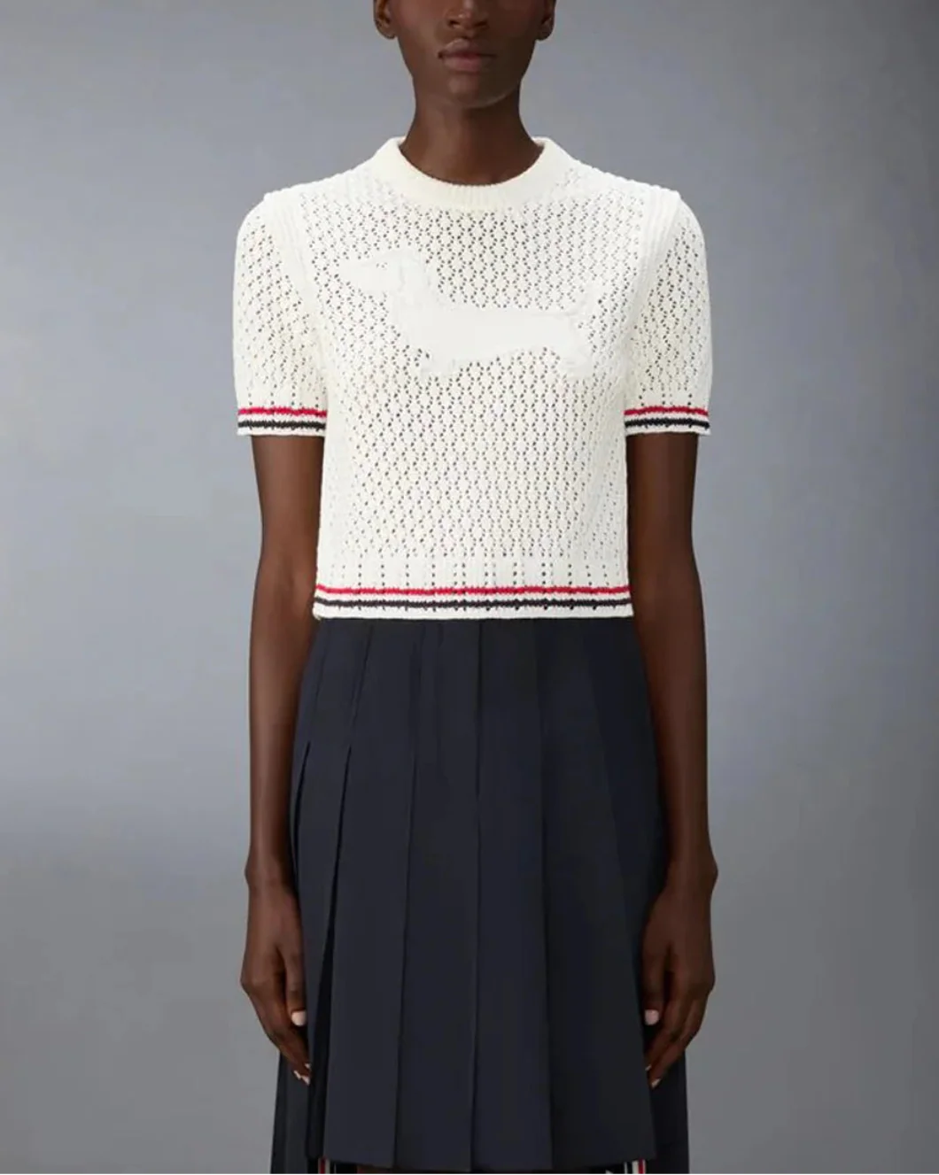 Cotton Pointelle Stitch Hector RWB Tee - Image 2