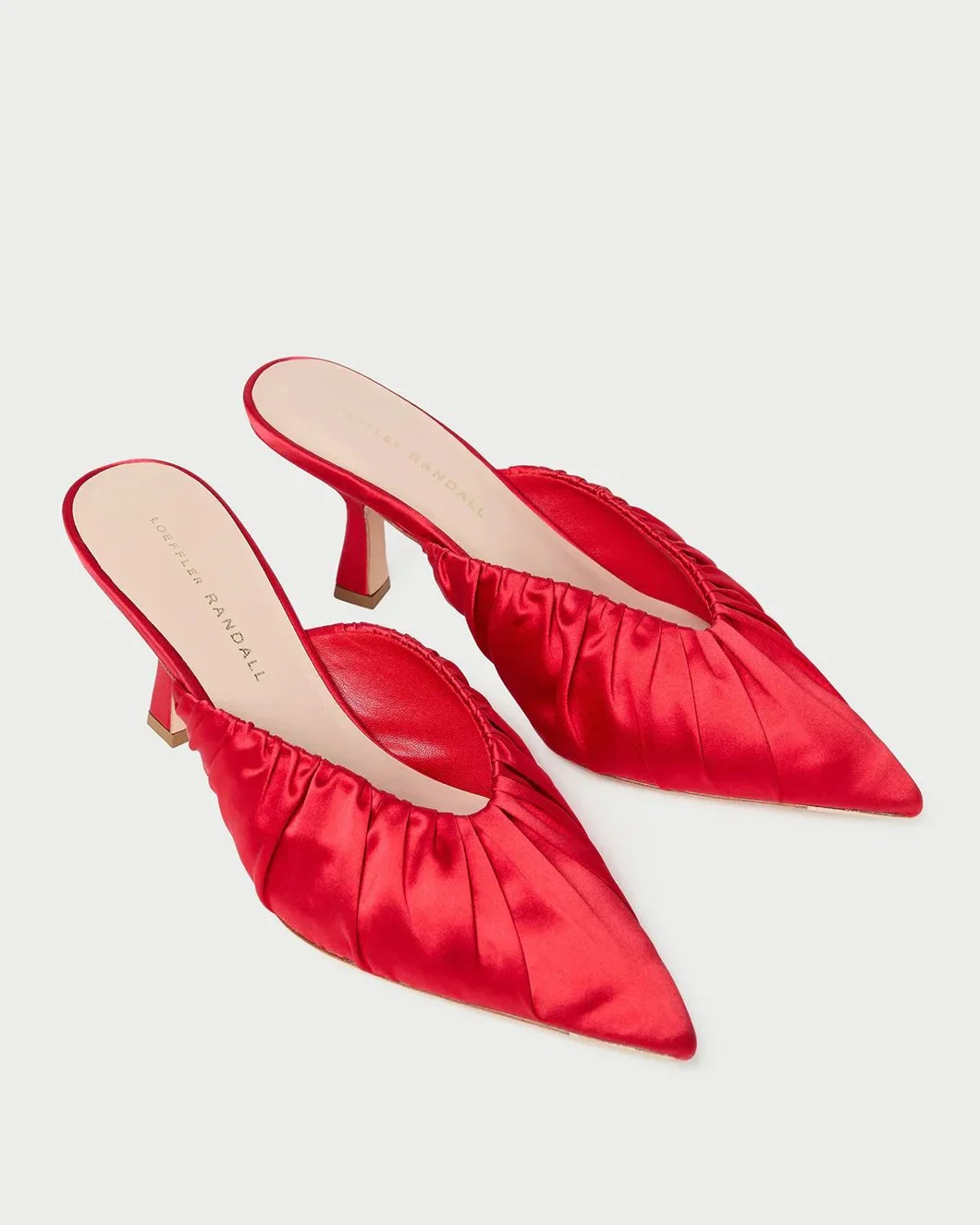 Inez Red Satin Mid-Heel Mule - Image 3