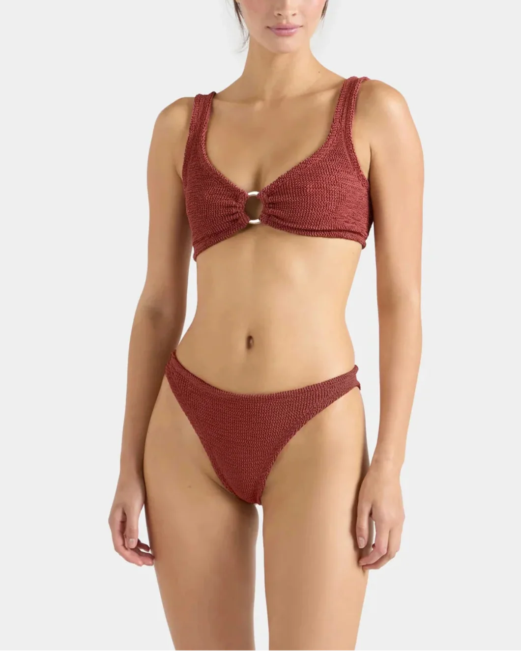 Julia With Gold Hoop Bikini Metallic Rosewood - Image 3