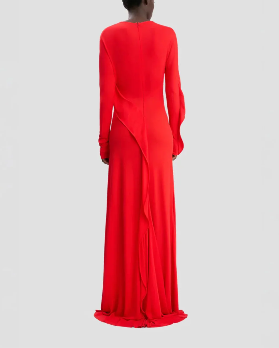 Draped Jersey Gown In Cayenne - Image 4