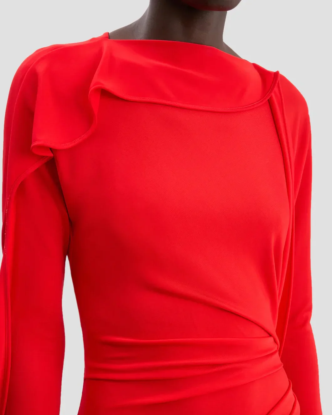 Draped Jersey Gown In Cayenne - Image 5