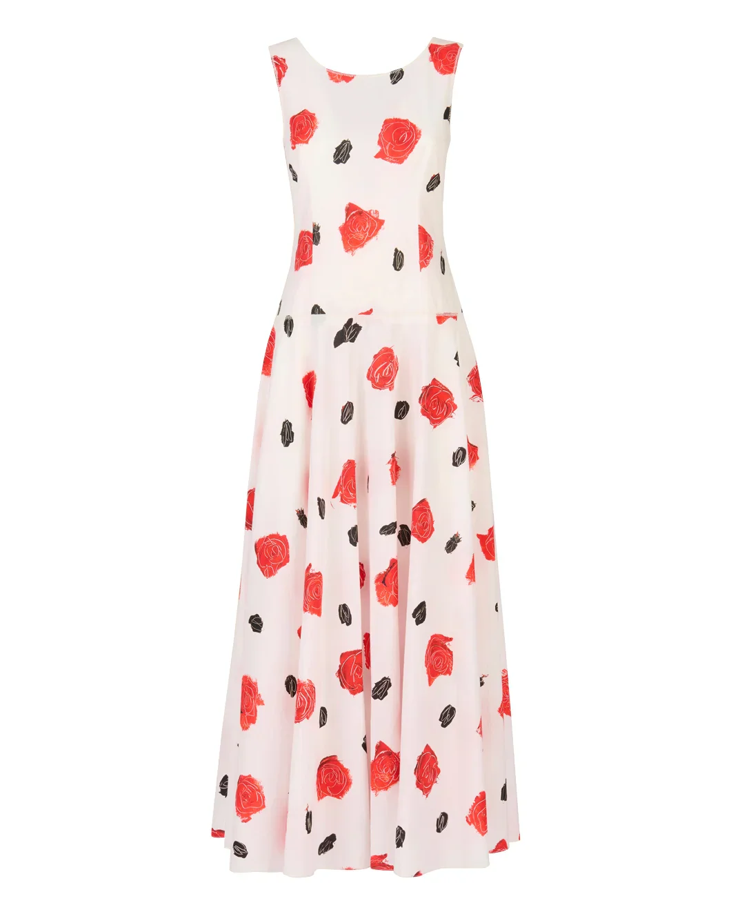 White Poplin Bustier Dress with Iris Print