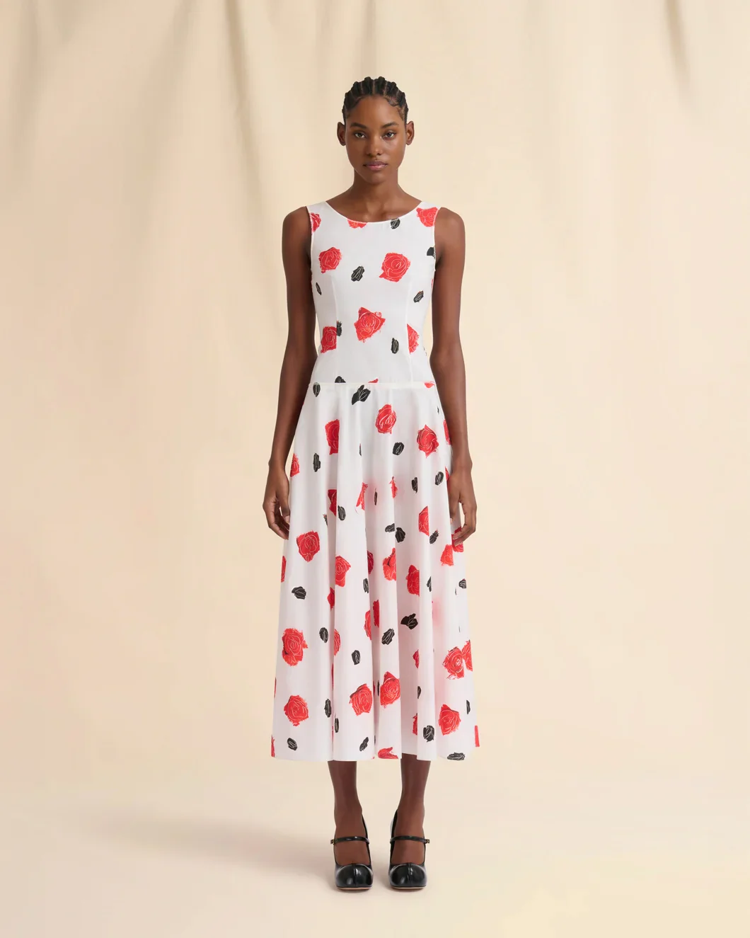 White Poplin Bustier Dress with Iris Print - Image 2