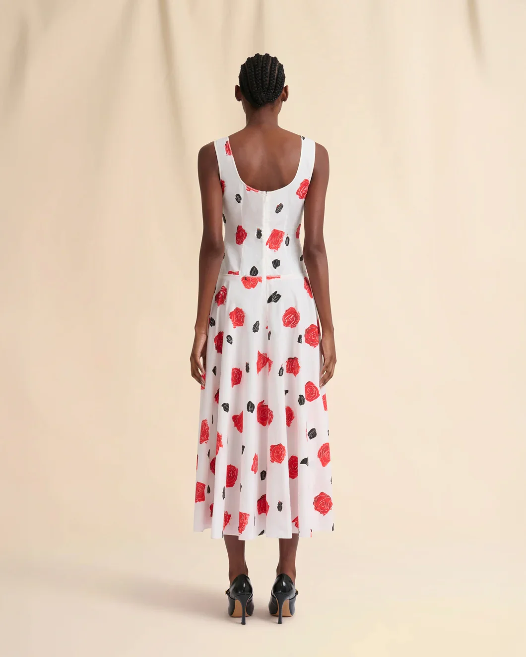 White Poplin Bustier Dress with Iris Print - Image 3