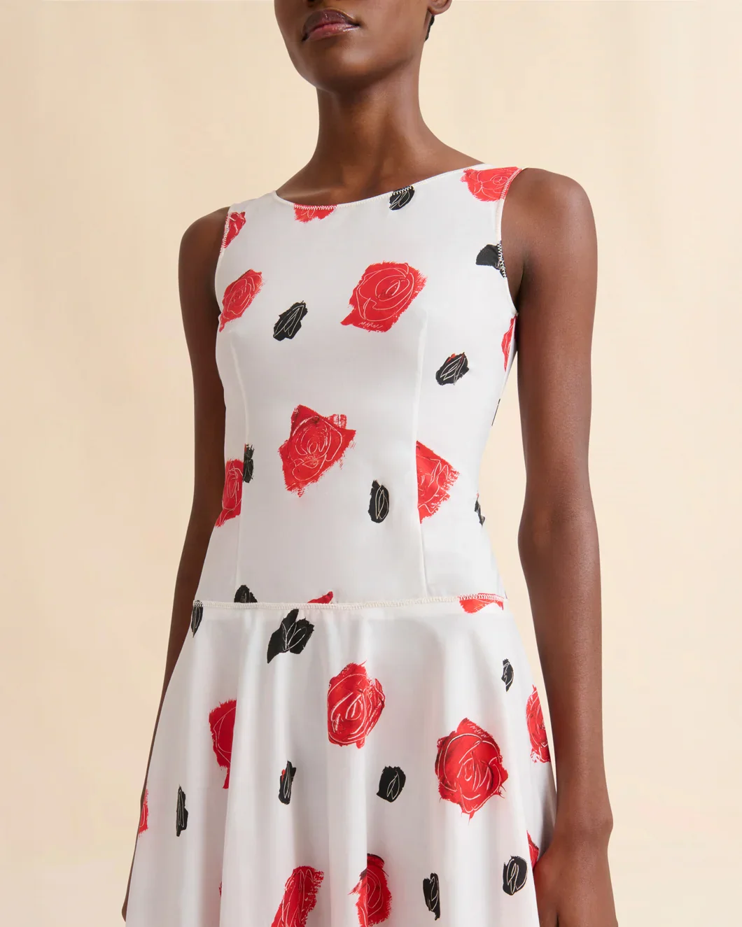 White Poplin Bustier Dress with Iris Print - Image 4
