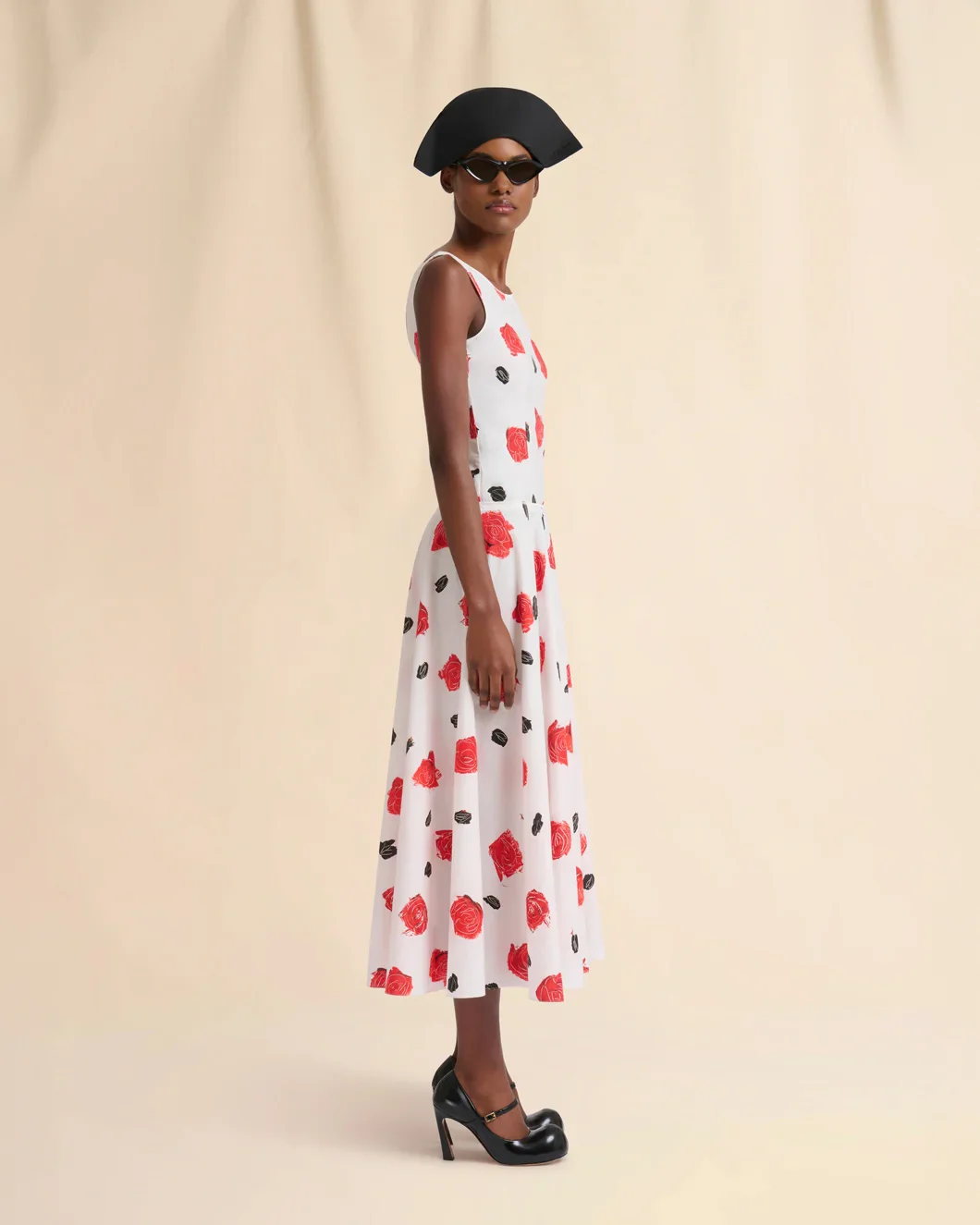 White Poplin Bustier Dress with Iris Print - Image 5