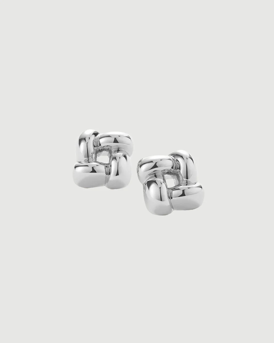 Small Woven Square Earrings SIlver