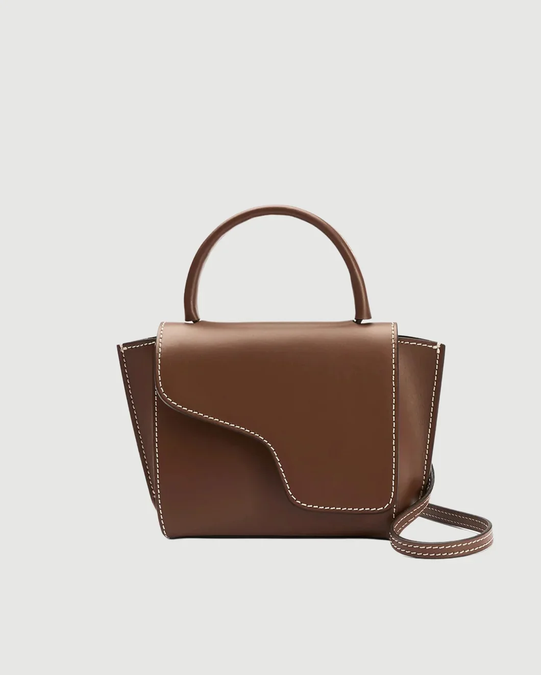 Montalcino Canella/Contrast Stitch Leather Mini Handbag