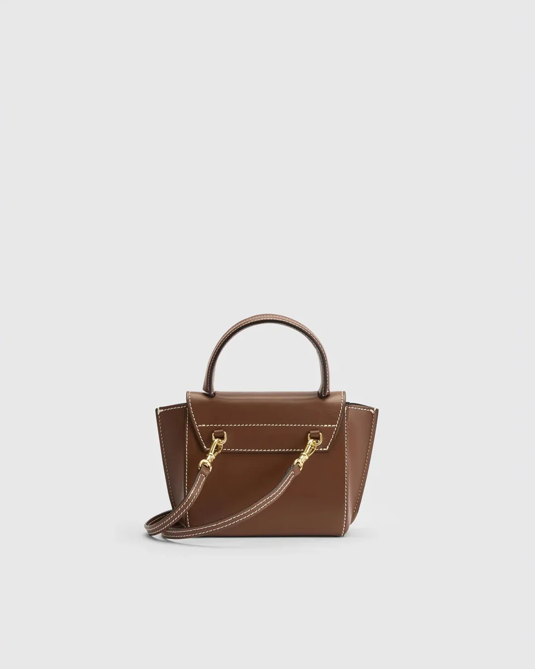Montalcino Canella/Contrast Stitch Leather Mini Handbag - Image 3