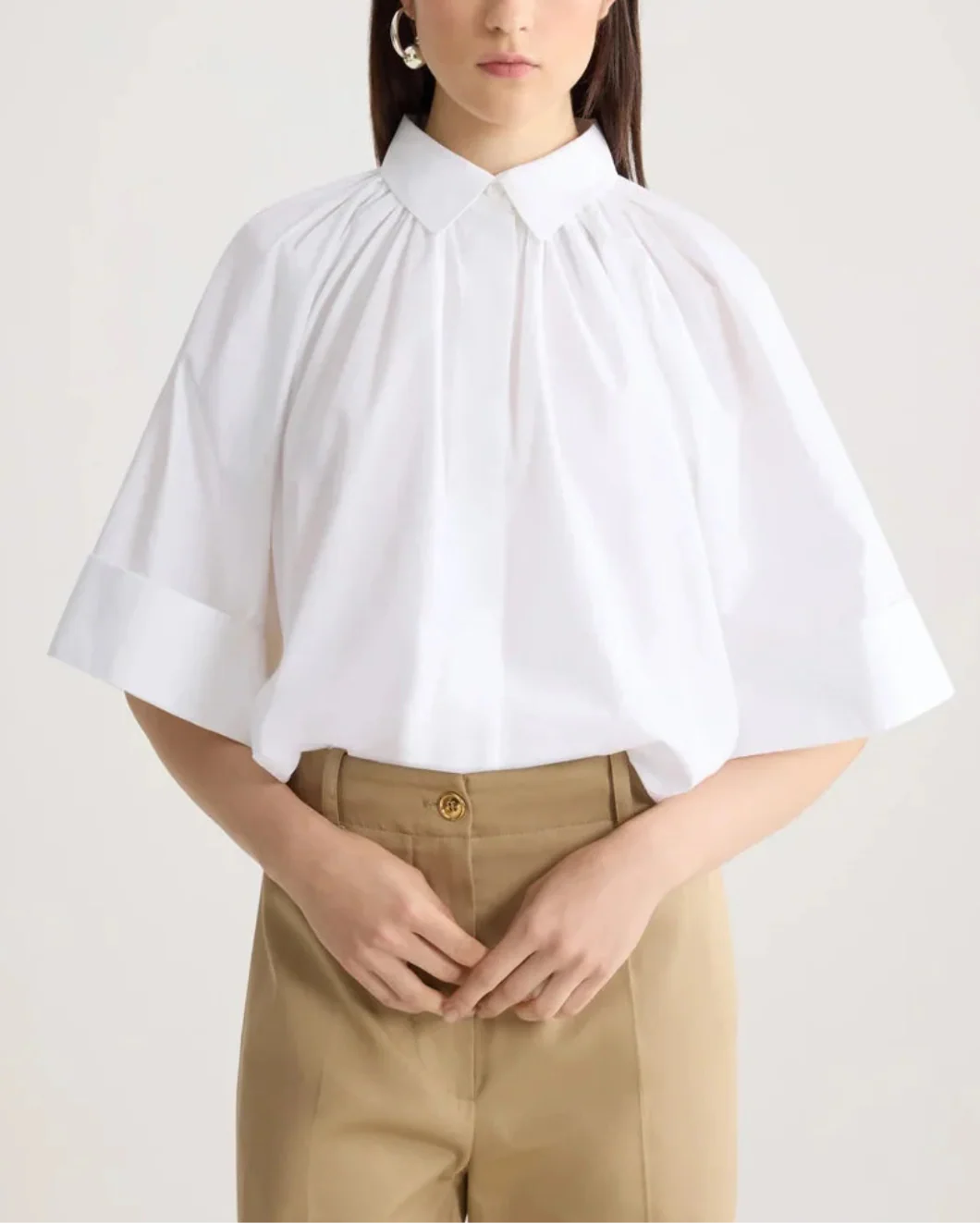 Organic Cotton Voluminous Short-Sleeved Blouse - Image 4