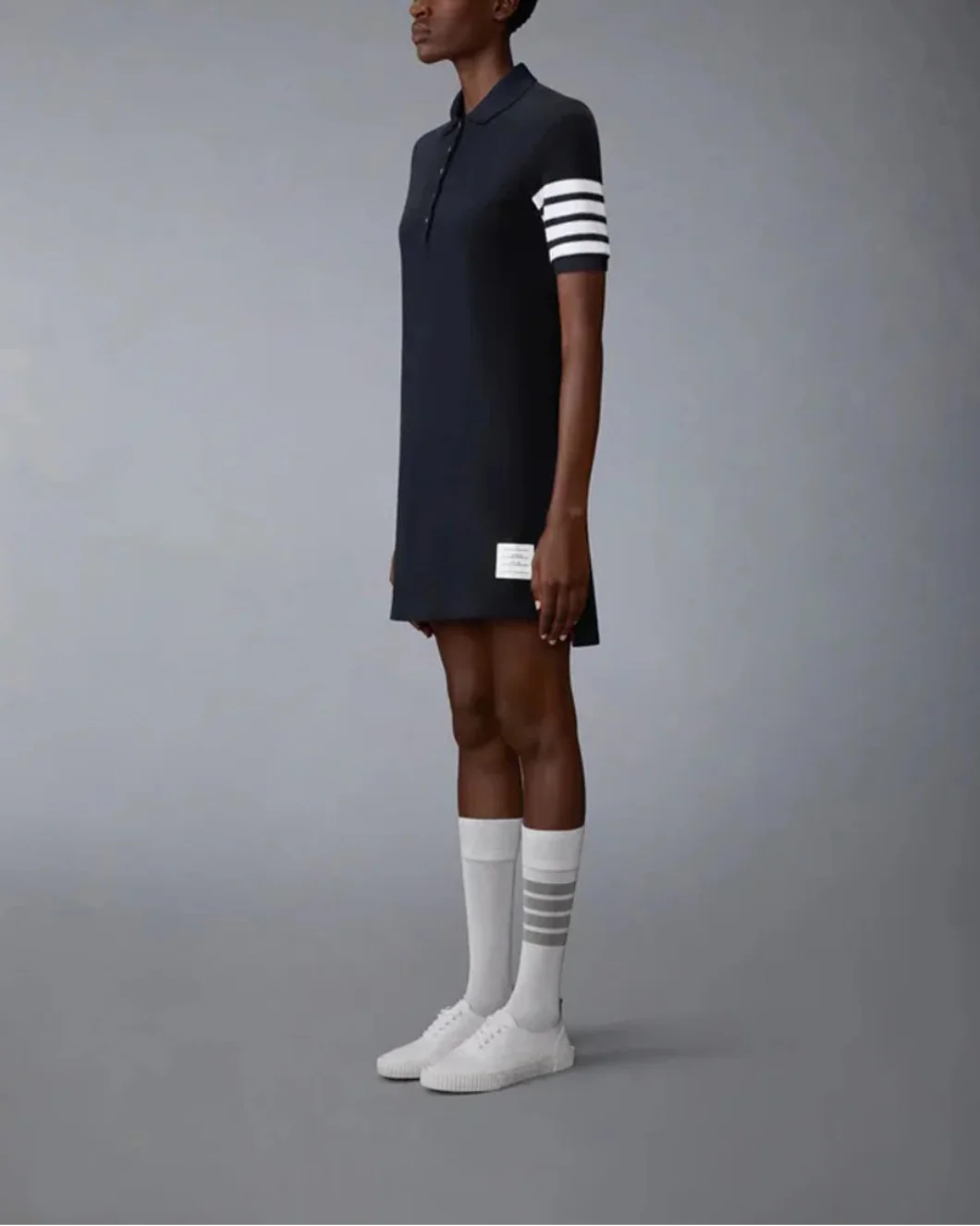 Textured Pique 4-Bar Polo Dress - Image 3