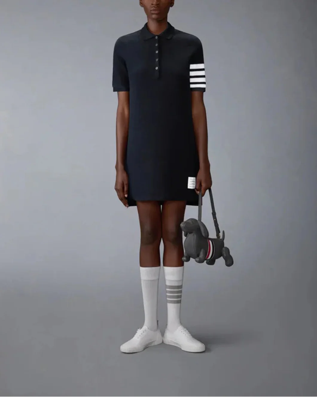 Textured Pique 4-Bar Polo Dress - Image 5