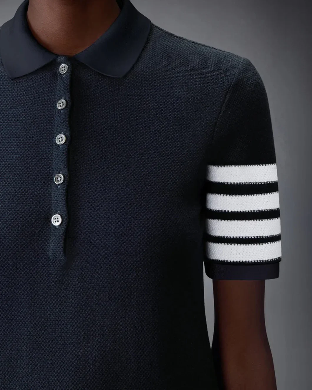 Textured Pique 4-Bar Polo Dress - Image 6