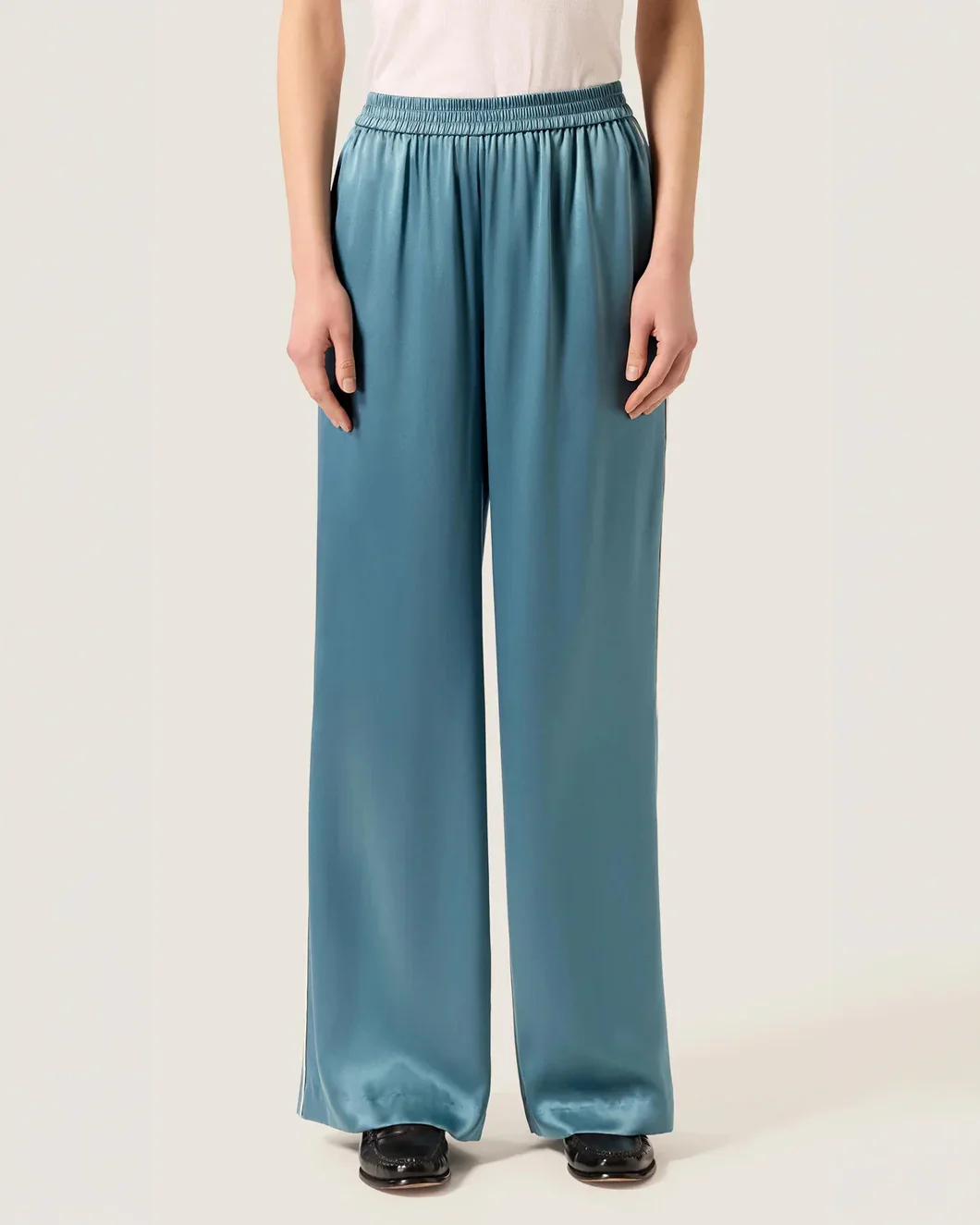 Pull-Up Pant in Silk Charmeuse with Piping Detail - Image 6