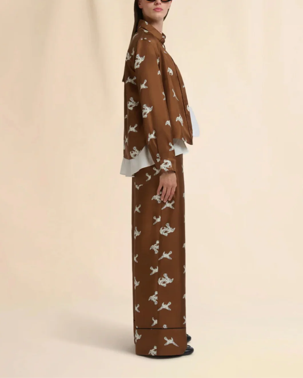 Raven-Print Wide Leg Trousers - Image 3