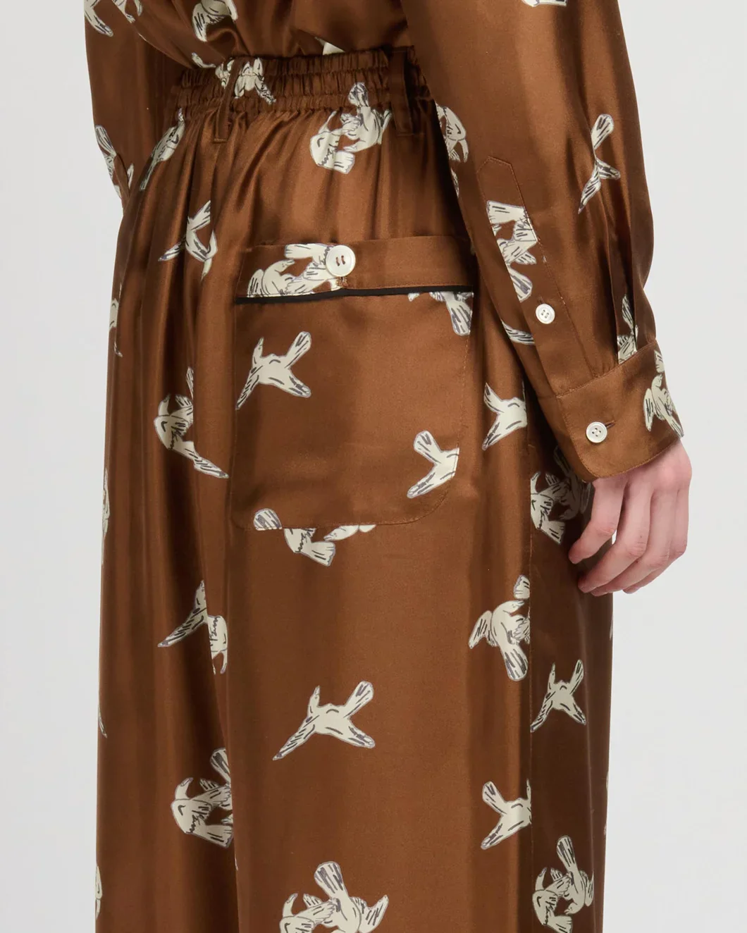 Raven-Print Wide Leg Trousers - Image 6